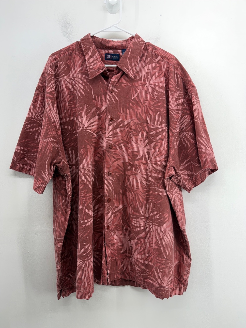 Faded Glory Mens Button Up Red Floral Tropical Beach Hawaiian Shirt Size 3X